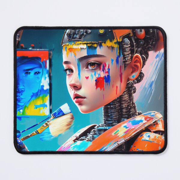 Item preview, A Futurist Artist: The Cyborg Girl Painting designed and sold by ArtCreator2023.