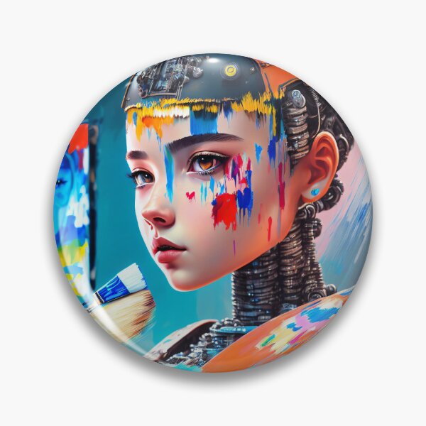 Item preview, A Futurist Artist: The Cyborg Girl Painting designed and sold by ArtCreator2023.