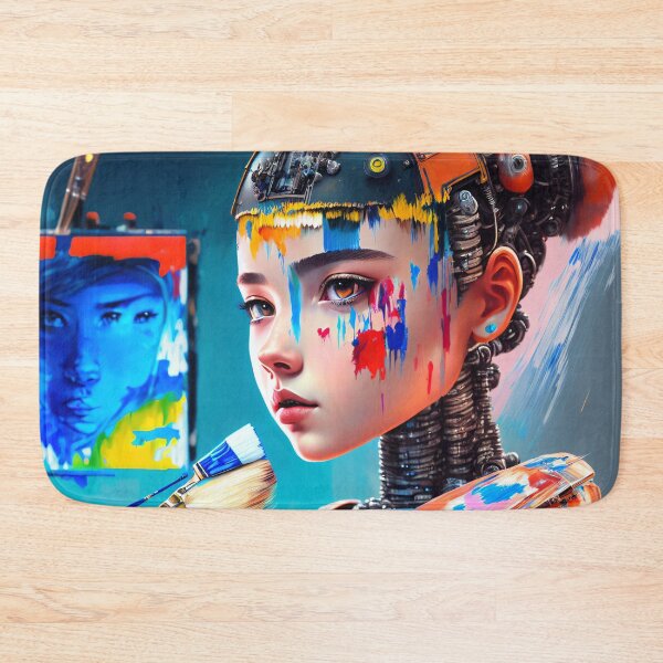 Item preview, A Futurist Artist: The Cyborg Girl Painting designed and sold by ArtCreator2023.