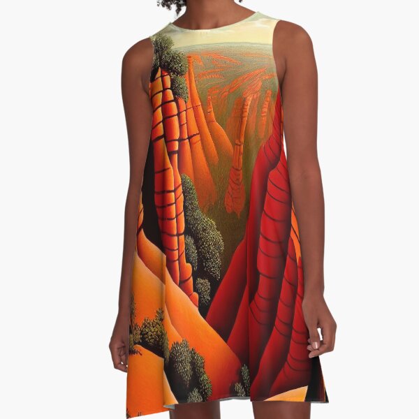 Enigmatic Cliffs A-Line Dress