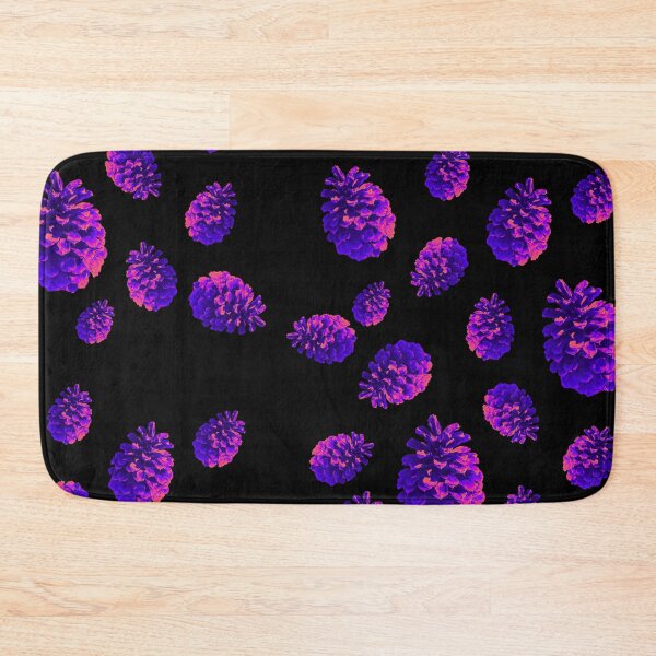 Item preview, Purple Pink Neon Pine Cones - black background - pattern designed and sold by Merethe Soltvedt.