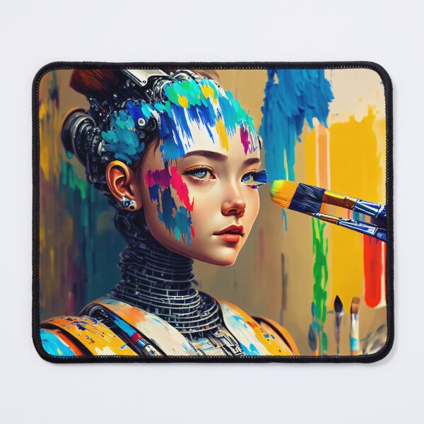 Item preview, Unlimited creativity: The cyborg girl as a painter designed and sold by ArtCreator2023.