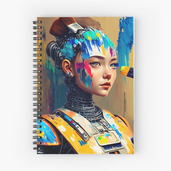 Item preview, Unlimited creativity: The cyborg girl as a painter designed and sold by ArtCreator2023.