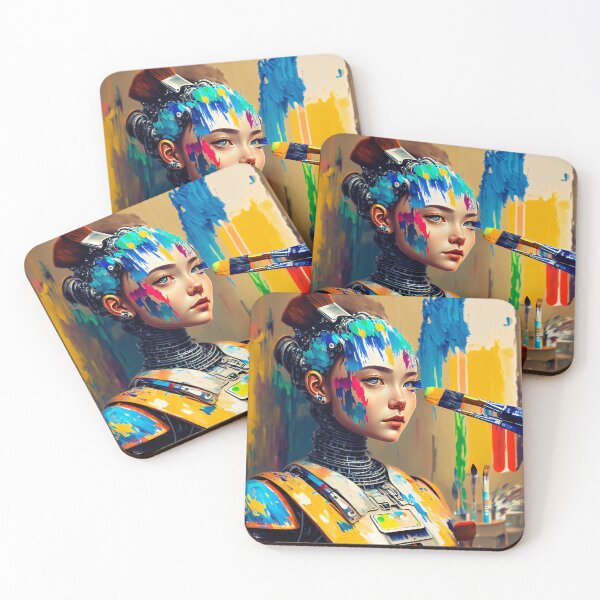 Item preview, Unlimited creativity: The cyborg girl as a painter designed and sold by ArtCreator2023.