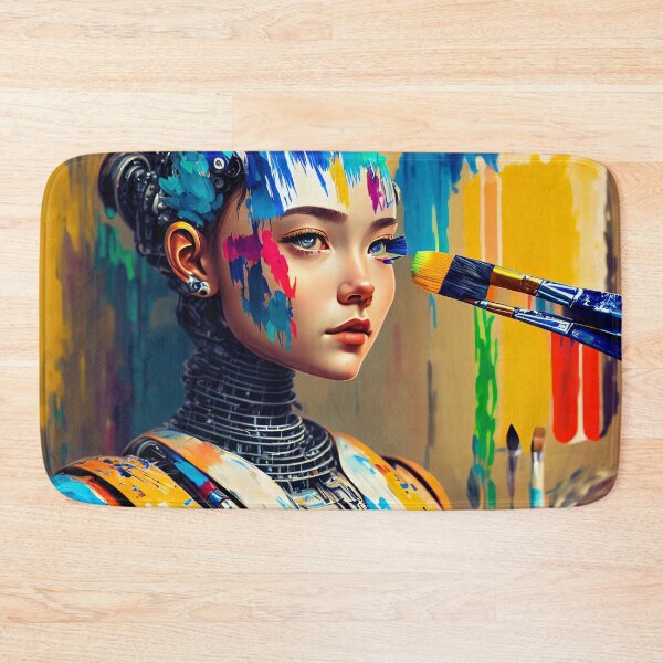 Item preview, Unlimited creativity: The cyborg girl as a painter designed and sold by ArtCreator2023.
