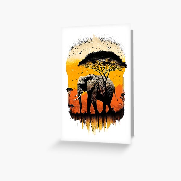 African landscape with elephant Greeting Card
