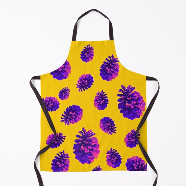 Item preview, Purple Pink Neon Pine Cones - bright yellow background - pattern designed and sold by Merethe Soltvedt.