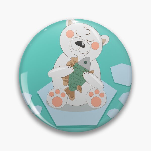 Item preview, White Polar Bear on an ice floe with fish in paws designed and sold by YuYuKoroleva.