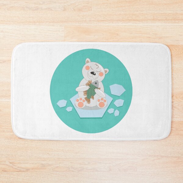 Item preview, White Polar Bear on an ice floe with fish in paws designed and sold by YuYuKoroleva.