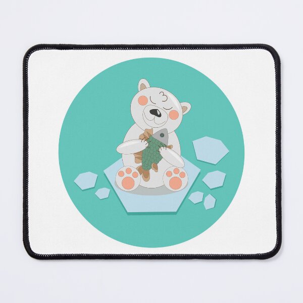 Item preview, White Polar Bear on an ice floe with fish in paws designed and sold by YuYuKoroleva.