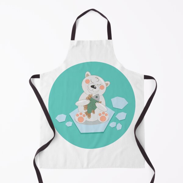 Item preview, White Polar Bear on an ice floe with fish in paws designed and sold by YuYuKoroleva.
