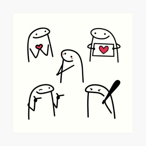 Flork in love meme pack, bundle | Art Board Print