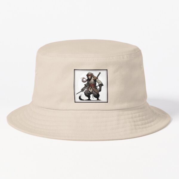Monkey Embroidered Bucket Hat, Animal Face Retro Vintage Summer