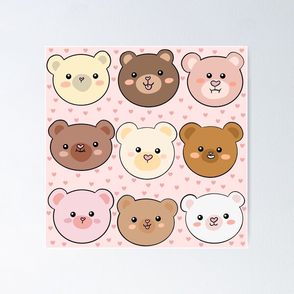 Item preview, Cute teddy bear heads pattern  designed and sold by Yarafantasyart.