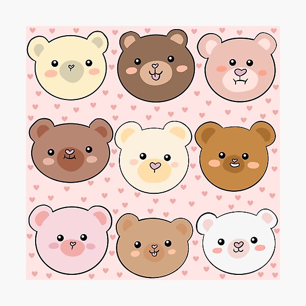 Item preview, Cute teddy bear heads pattern  designed and sold by Yarafantasyart.