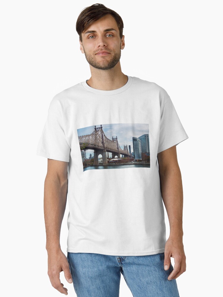Thumbnail 1 of 7, Classic T-Shirt, QUEENSBORO BRIDGE NEW YORK MANHATTAN ROOSVELT ISLAND designed and sold by teruyalab.