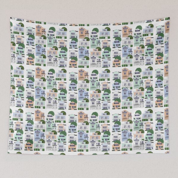 Item preview, Pastel Cottages Throw Pillow designed and sold by PetleyPatterns.
