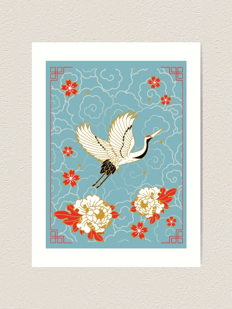 Japanese Crane in the Clouds
