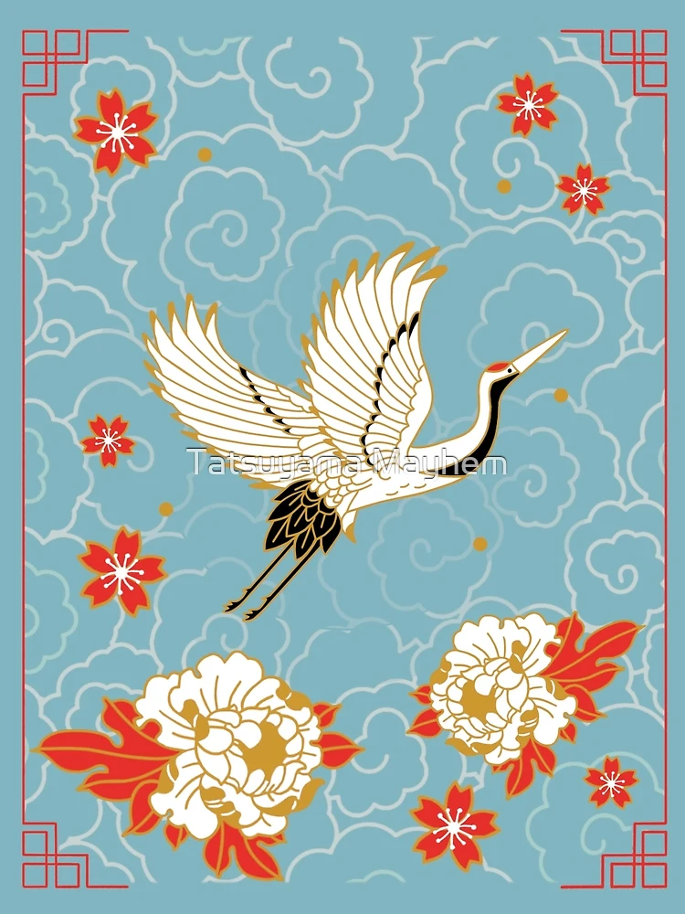 Japanese Crane in the Clouds