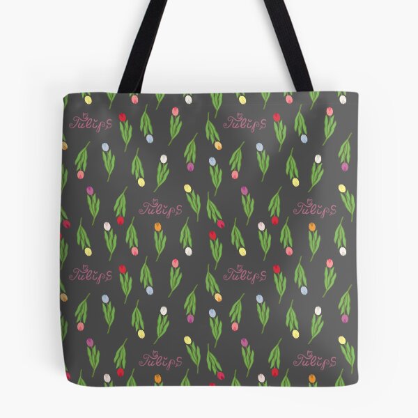 Item preview, Pattern multi-colored tulips on a black designed and sold by YuYuKoroleva.