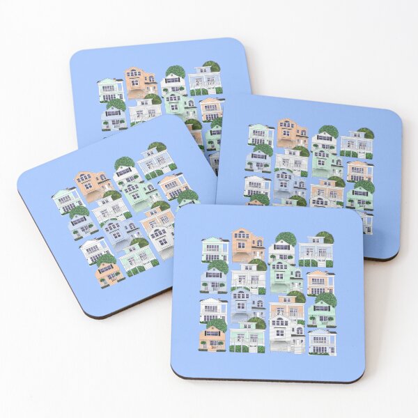 Item preview, Pastel Beach Cottages Azul designed and sold by PetleyPatterns.