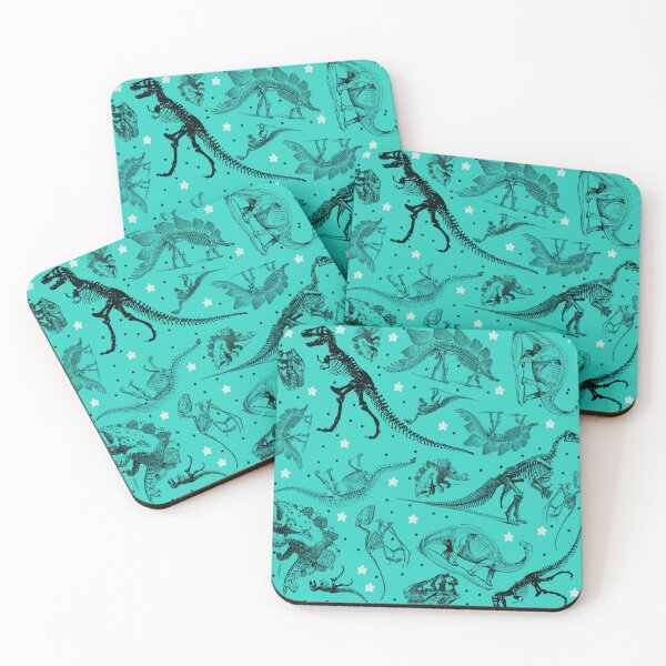 Item preview, Dino Star Toile | Vintage Museum Dinosaur Sketches and Skeletons TEAL GREEN designed and sold by Kristi Duggins.