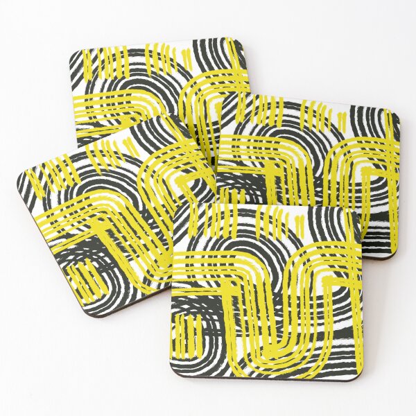 Item preview, Abstract yellow blac geometric pattern drawing art  designed and sold by Tropical Blood.