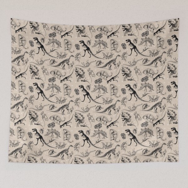 Item preview, Dino Star Toile | Vintage Museum Dinosaur Sketches and Skeletons CREAM TAN designed and sold by Kristi Duggins.