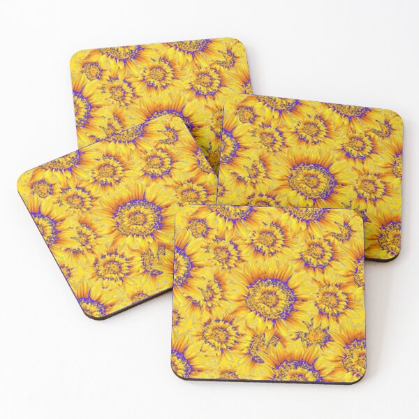 Item preview,  GOLDEN YELLOW SUNFLOWER PATTERNS ABSTRACT BLUE ART designed and sold by sharlesart.