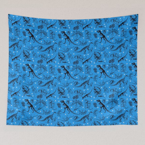Item preview, Dino Star Toile | Vintage Museum Dinosaur Sketches and Skeletons BLUE designed and sold by Kristi Duggins.
