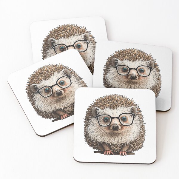 Item preview, cute hedgehog with glasses designed and sold by artyficial-.