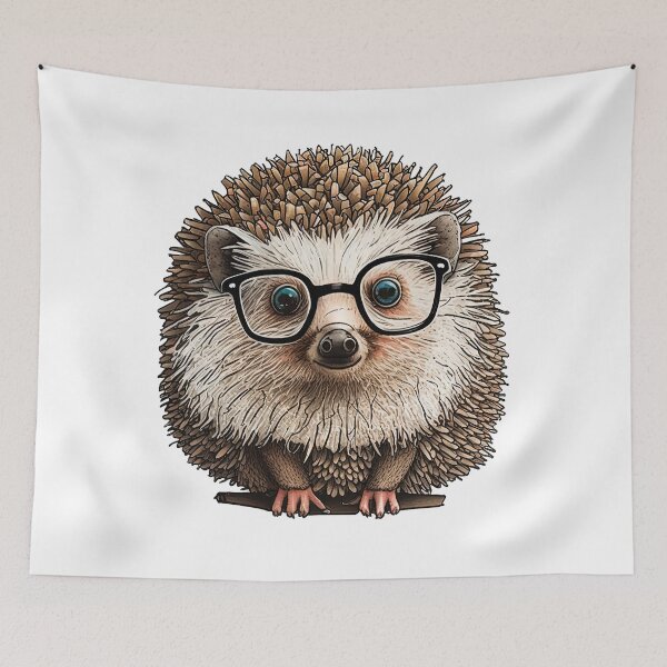 Item preview, cute hedgehog with glasses designed and sold by artyficial-.