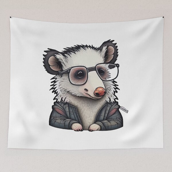 Item preview, cute opossum nerd with glasses designed and sold by artyficial-.