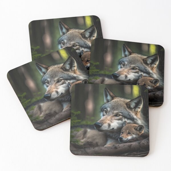 Item preview, Mom and baby timber wolf designed and sold by locustgirl.