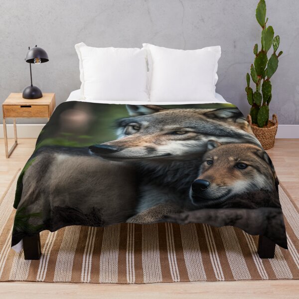 Item preview, Mom and baby timber wolf designed and sold by locustgirl.
