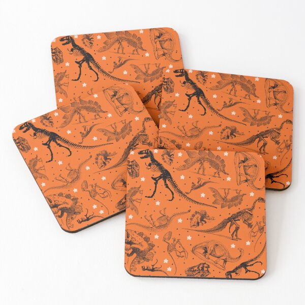 Item preview, Dino Star Toile | Vintage Museum Dinosaur Sketches and Skeletons ORANGE designed and sold by Kristi Duggins.