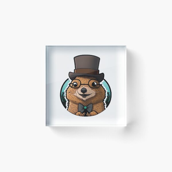 Item preview, groundhog nerd with a tophat designed and sold by artyficial-.