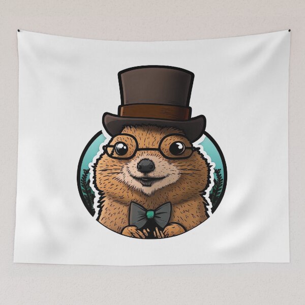 Item preview, groundhog nerd with a tophat designed and sold by artyficial-.