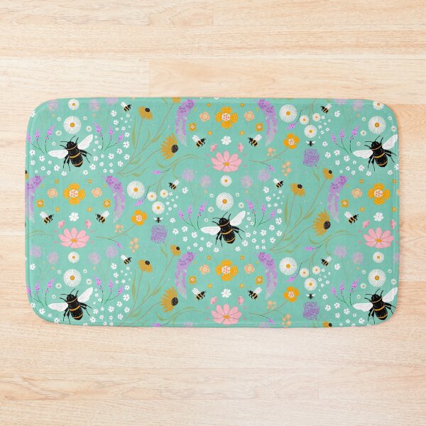 Item preview, Bee + Flowers in Teal designed and sold by GladYoureHere.