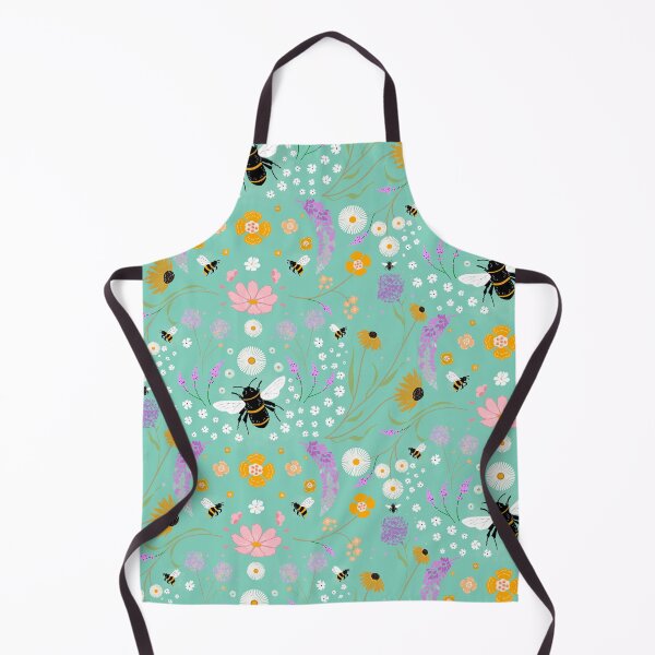 Item preview, Bee + Flowers in Teal designed and sold by GladYoureHere.