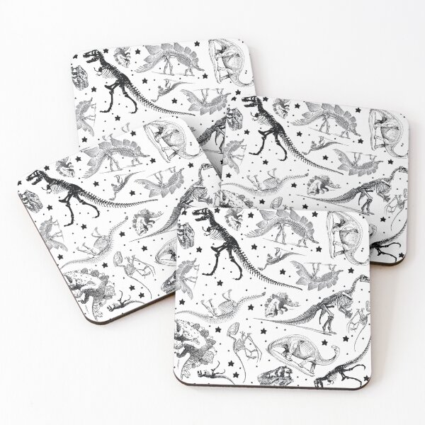 Item preview, Dino Star Toile | Vintage Museum Dinosaur Sketches and Skeletons BLACK AND WHITE  designed and sold by Kristi Duggins.