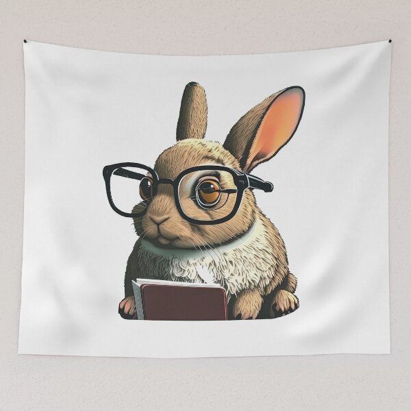 Item preview, rabbit book nerd designed and sold by artyficial-.