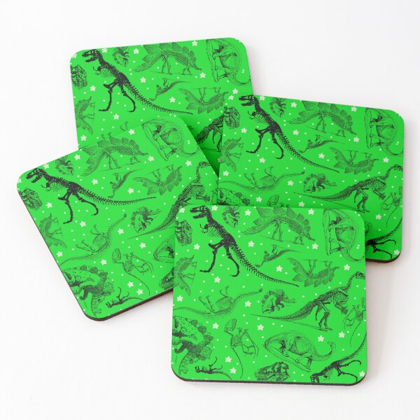 Item preview, Dino Star Toile | Vintage Museum Dinosaur Sketches and Skeletons LIME GREEN designed and sold by Kristi Duggins.