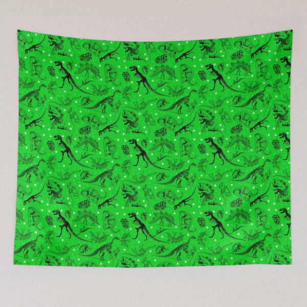 Item preview, Dino Star Toile | Vintage Museum Dinosaur Sketches and Skeletons LIME GREEN designed and sold by Kristi Duggins.