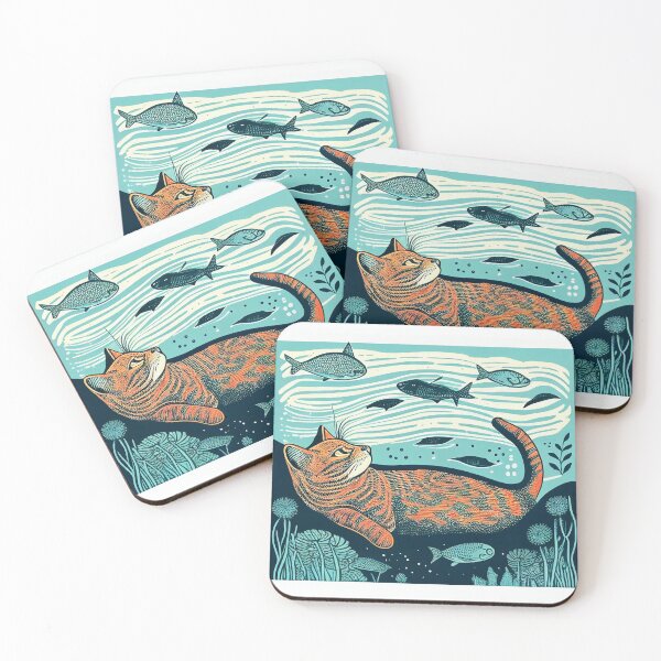 Item preview, Orange Cat With Flying Fish designed and sold by WearOMatic.