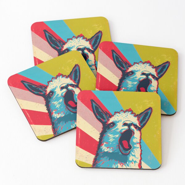 Item preview, Abstract pop art style portrait of screaming llama designed and sold by loucaski.