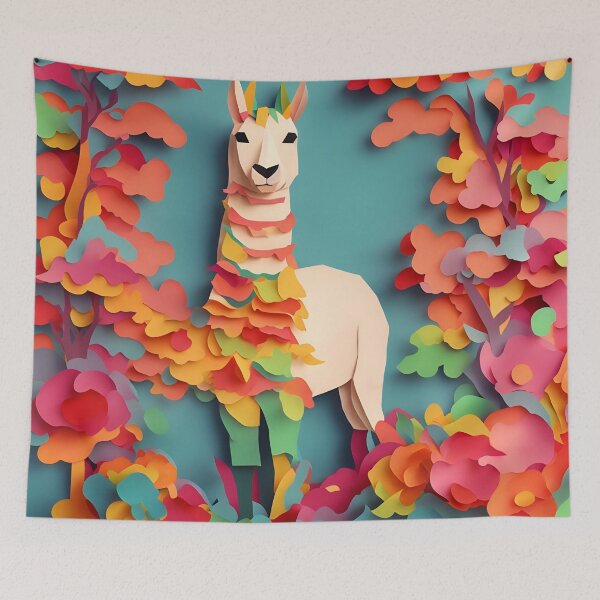 Item preview, Llama Color in Paper art style designed and sold by FormFinder.