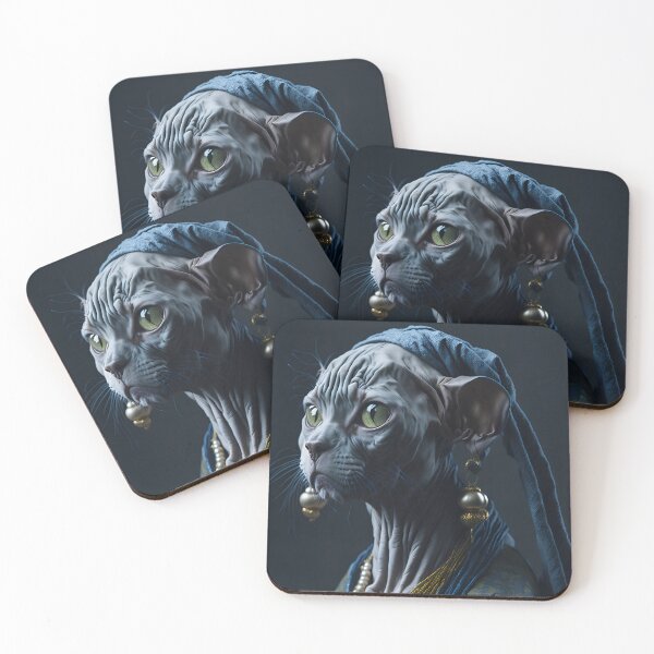 Item preview, Sphynx cat with pearl earring Johannes Vermeer parody designed and sold by RK - Shop.