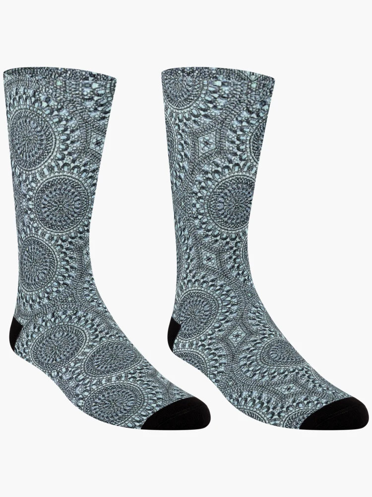 Thumbnail 3 of 5, Socks, Silver Roses Pattern designed and sold by bubbliciousart.