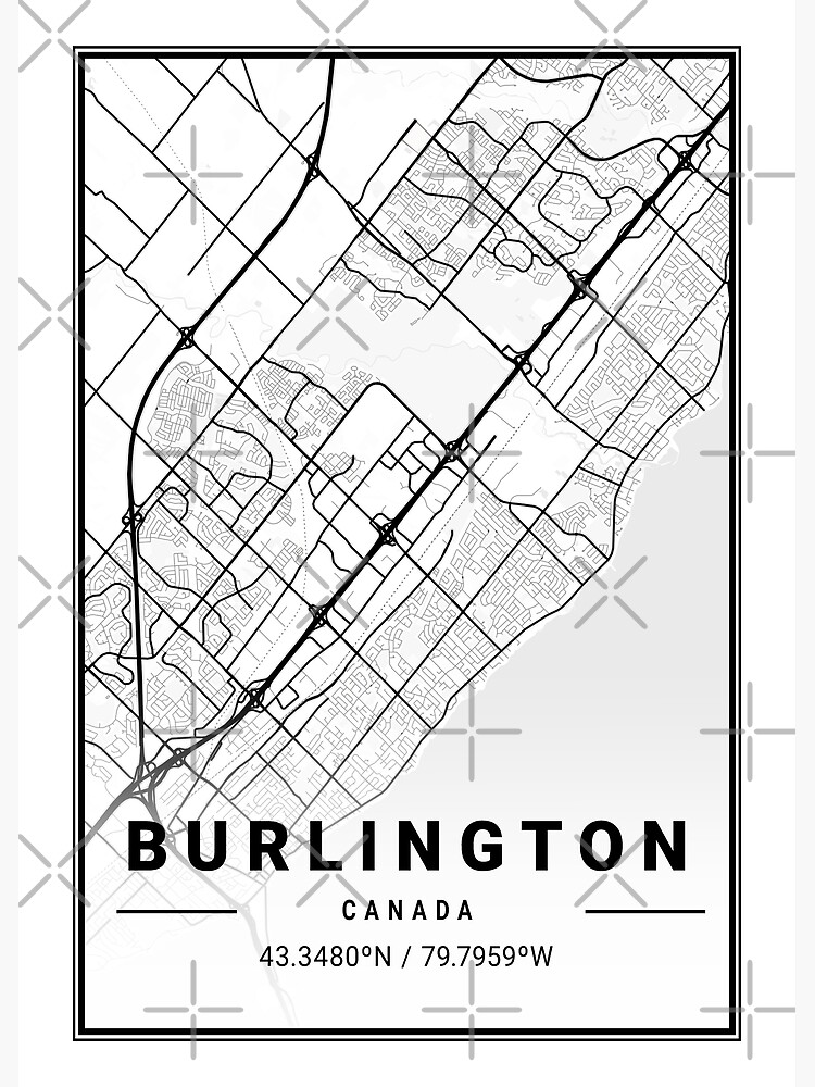 Disover City Map of Burlington Canada black and white Premium Matte Vertical Poster